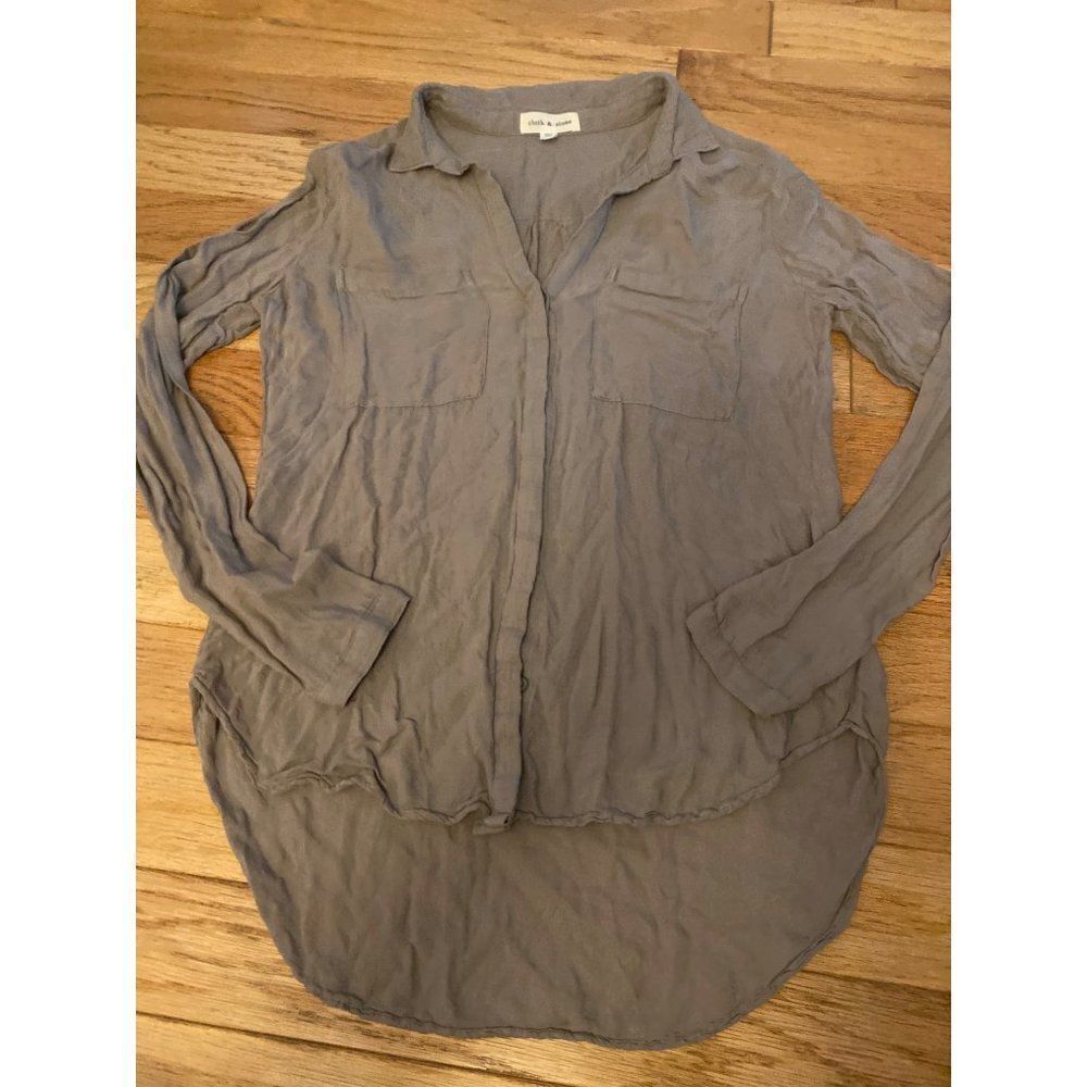 Cloth & Stone women's casual green collared button down long sleeve top sz small
